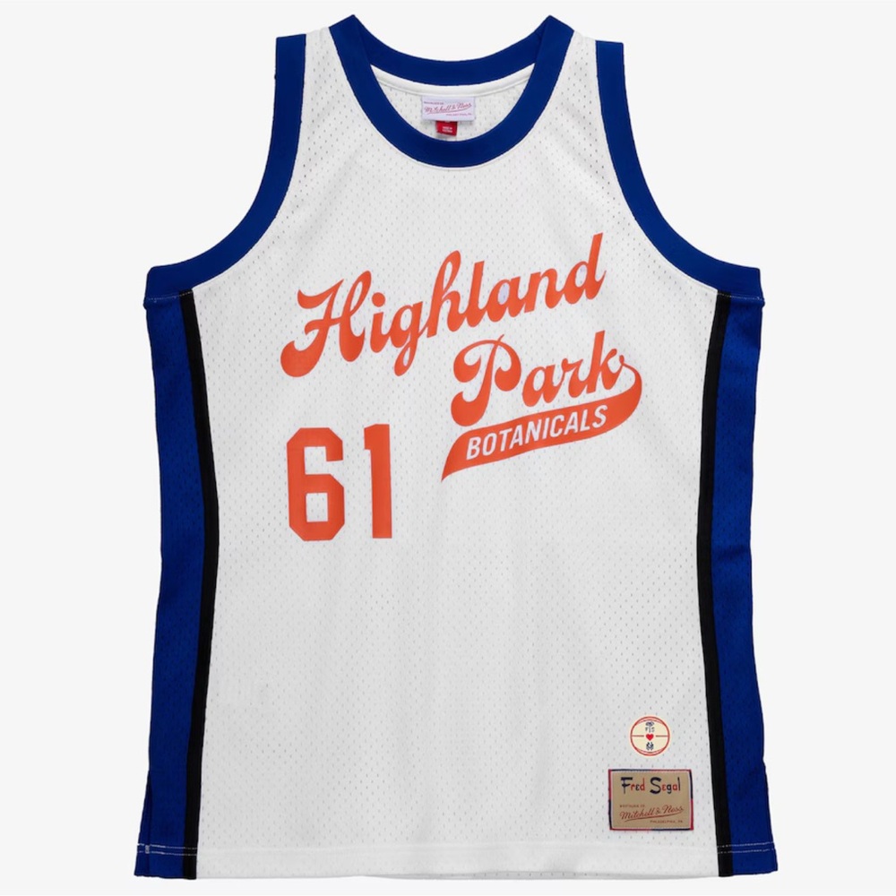 Men's Mitchell & Ness x Fred Segal #61 White Highland Park Botanicals Jersey